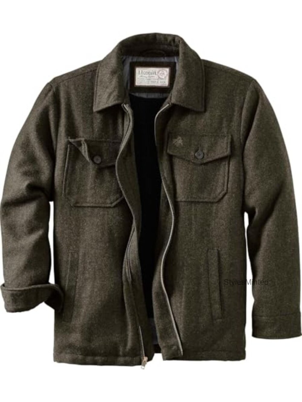 Men's Wool Blend Sherpa Lined Heavyweight Jacket Quilted Taffeta